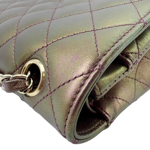 Chanel  Classic Double Flap Medium Quilted Iridescent Leather Shoulder Bag - Picture 6 of 14